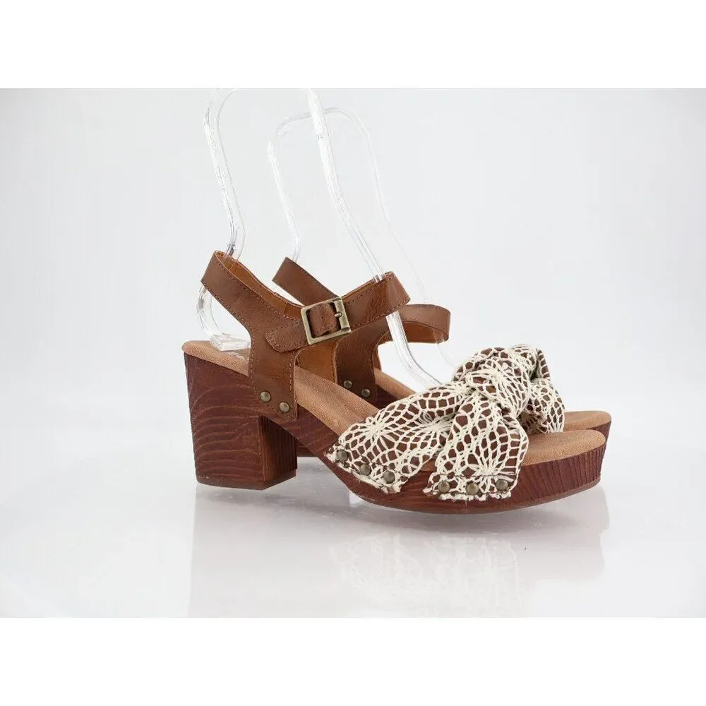 Korks Kork Ease Natalia Women’s Slingback Sandals Platform Heel Crochet Size 10